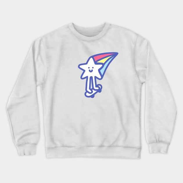 Shooting Star Riding A Skateboard Crewneck Sweatshirt by obinsun